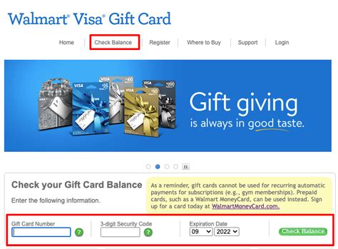 Check walmart visa gift card balance - Click the [Check balance] button to see your remaining balance. You can also check gift card balance during checkout when selecting a method of payment . Back to the top. Where can I use a Sam's Club or Walmart Gift Card? If your gift card has a PIN (personal identification number) code, it may be used at: Sam's Club ; Walmart Stores 